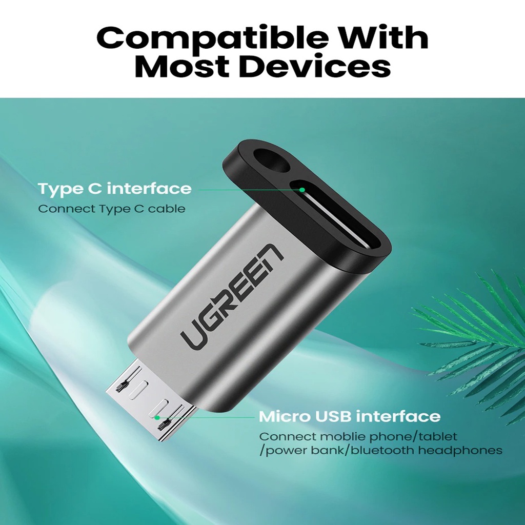 Đầu Chuyển Micro USB to USB Type C Cao Cấp Ugreen 50590 Chính Hãng