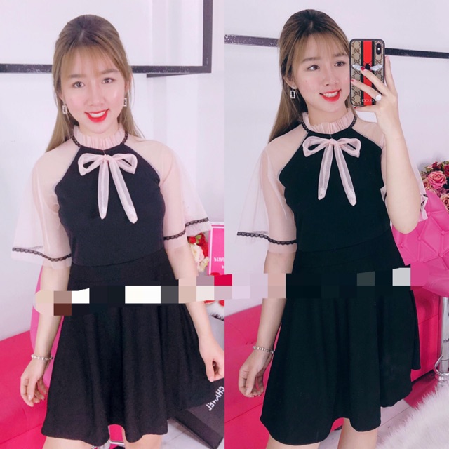 Đầm phối lưới cột nơ -95.000VND