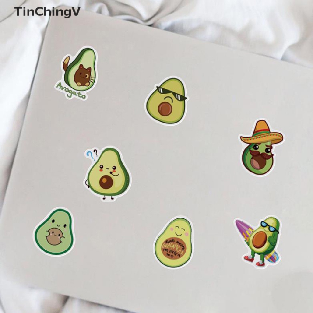 Bộ 50 Miếng Dán Họa Tiết Quả Bơ Hoạt Hình Graffiti Trang Trí Đàn Guitar / Laptop / Mũ Bảo Hiểm