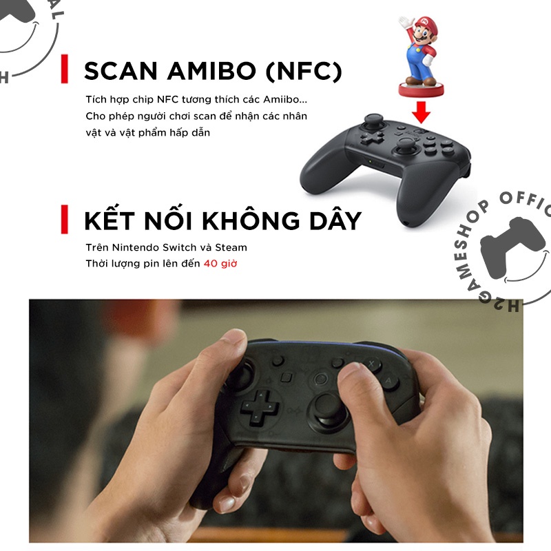 Pro Controller Nintendo Switch Tay cầm chơi game Chính hãng Nguyên seal Phụ kiện console Switch