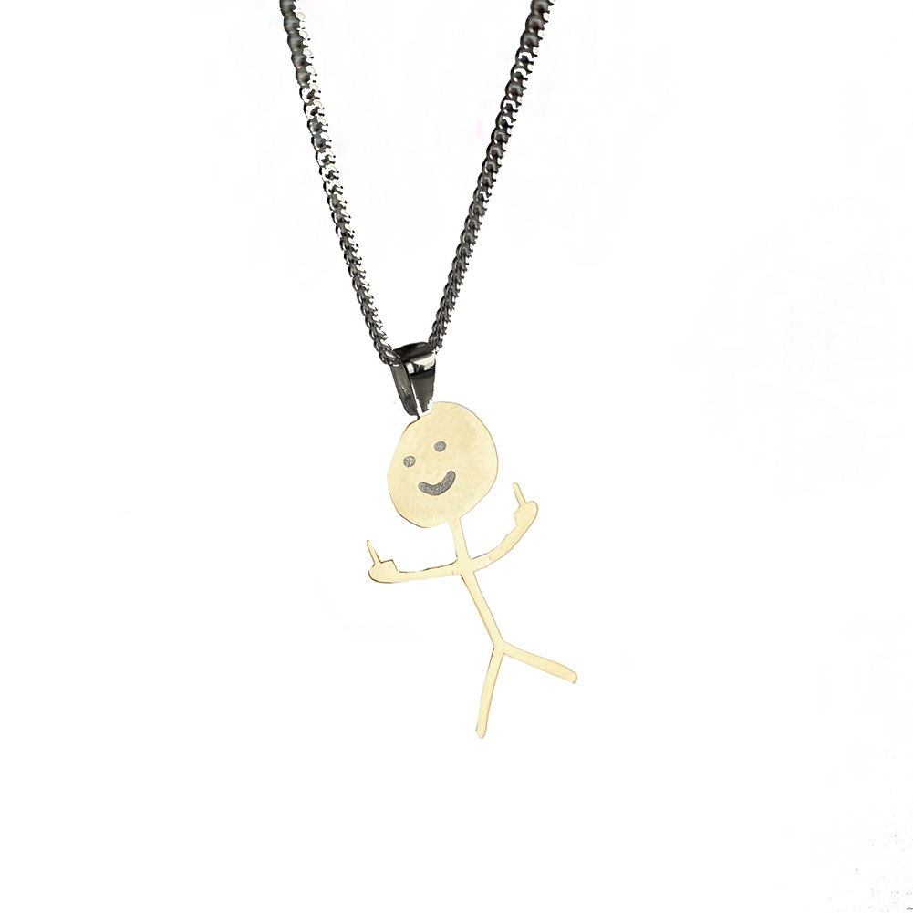 Vòng cổ Nam Bằng Thép Không Gỉ Mặt Người Màu Đen Sáng Tạo