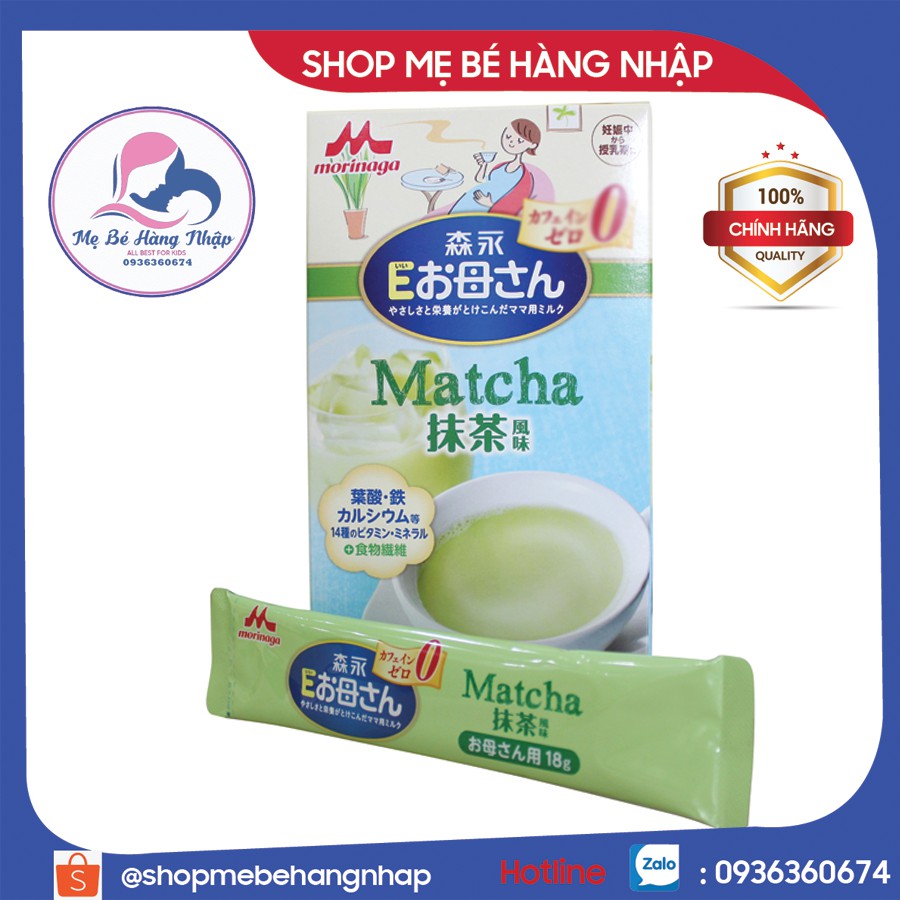 Sữa bầu cung cấp dinh dưỡng Morinaga Nhật Bản vị Matcha, Trà sữa, Cafe