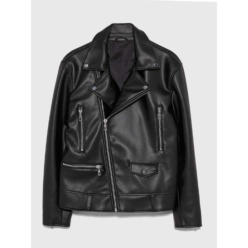 ZARA MAN - ÁO KHOÁC DA DÁNG BIKER  