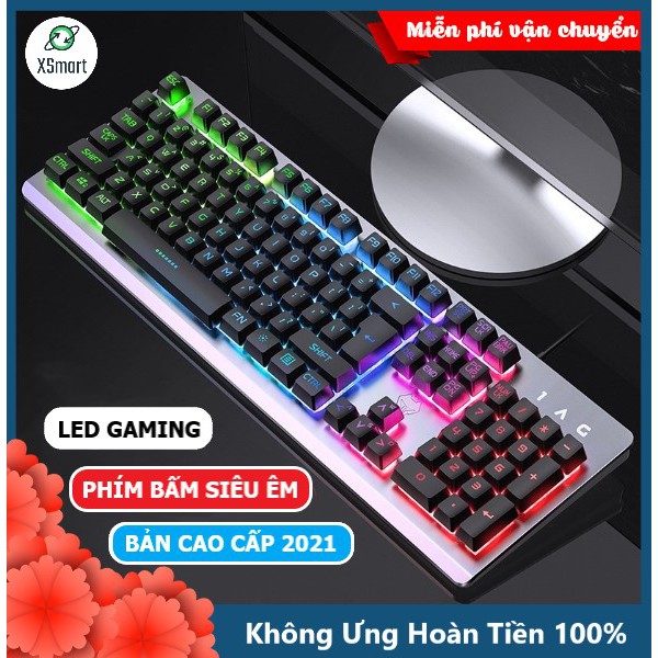 Bàn phím máy tính laptop pc K002 LED FULL màu khung kim loại chắc chắn, phím giả cơ gaming dành cho game thủ