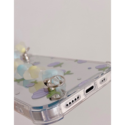 Ốp điện thoại mặt gương kèm dây đeo họa tiết bông hoa cho iPhone7 8plus X/XS/XR 12/11Pro/Max