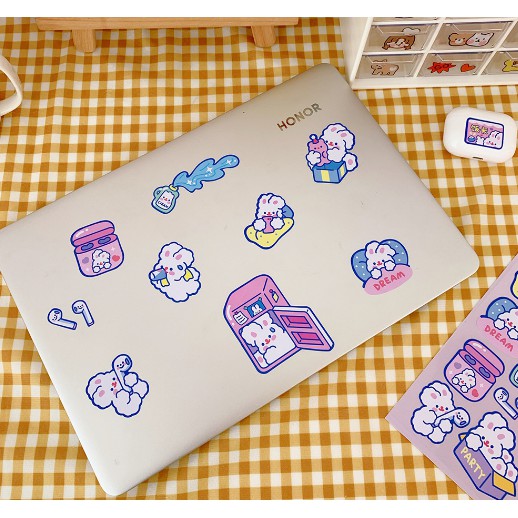 Sticker DIY Dán Trang Trí Thủ Công Cho Điện Thoại/Nhật Ký Hình Thỏ Đáng Yêu - Văn Phòng Phẩm Sáng Tạo