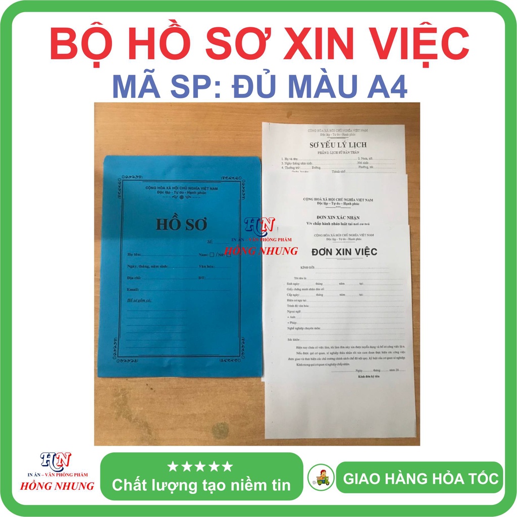 SÉT 5 Bộ Hồ Sơ Xin Việc Đầy Đủ, Khổ A4/F4, Màu Vàng, Trắng, Đủ Màu Giúp Lưu Trữ Hồ Sơ Của Bạn Khi Đi Xin Việc
