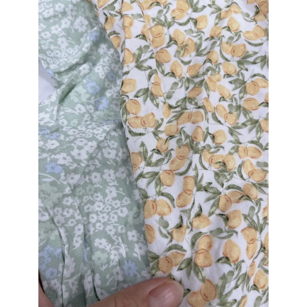 Đầm hoa nhí tay nhún xuất dư xịn