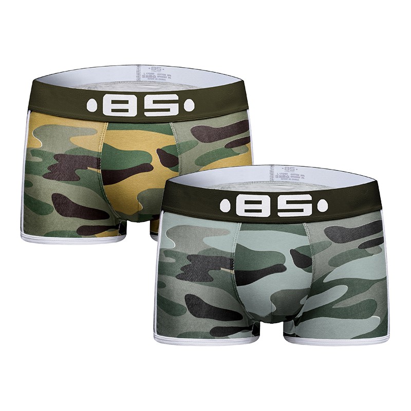 ORLVS Quần lót boxer cotton mềm mại họa tiết rằn ri gợi cảm cho nam bs144