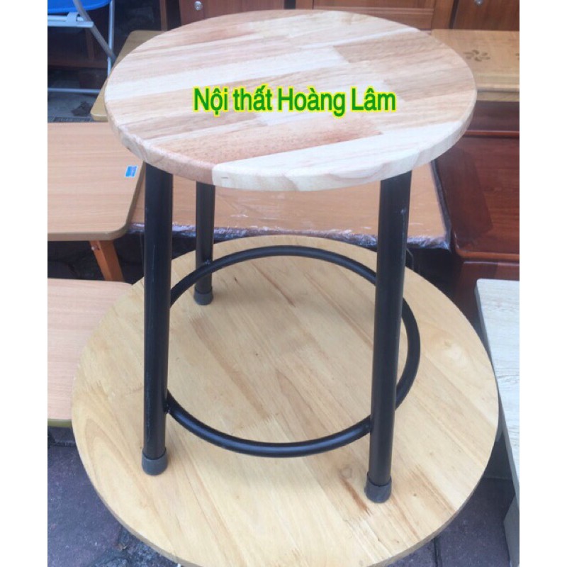 (Hoả tốc 1 giờ ) Ghế đôn tròn chân sắt mặt gỗ cao su | BigBuy360 - bigbuy360.vn