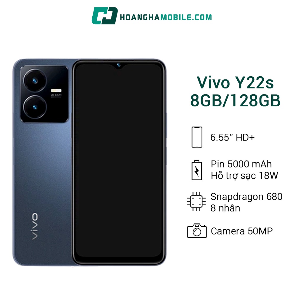 Điện Thoại Vivo Y22s 8GB/128GB - Pin 5000mAh Bảo Hành 12 Tháng Chính Hãng - Hoàng Hà Mobile