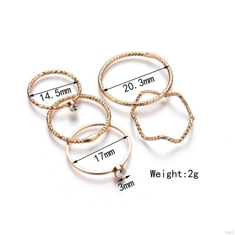 Set 5 nhẫn hợp kim đơn giản cá tính