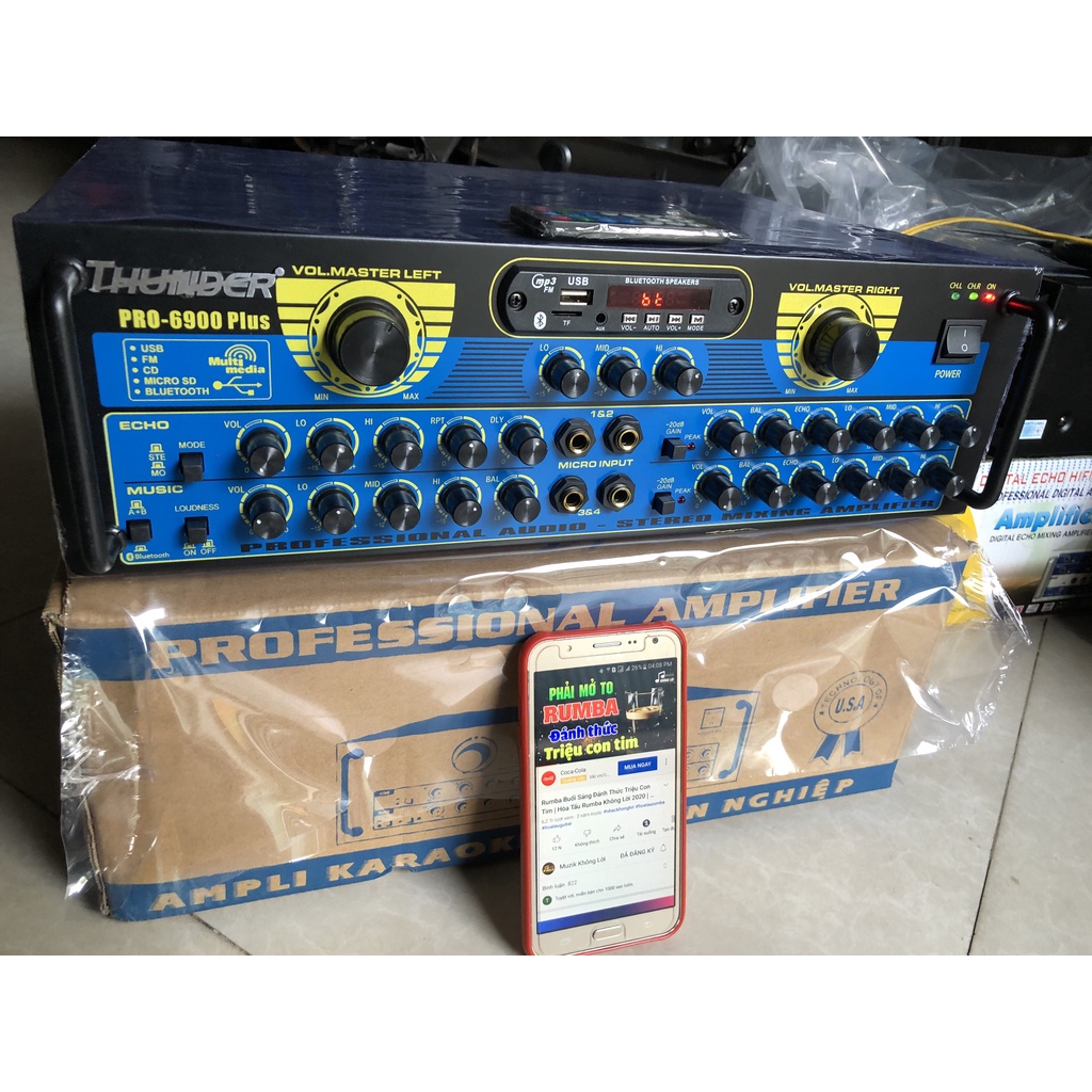 Amply Thunder Pro-6900 Plus chạy 12 sò-Bluetooth Cs 750W