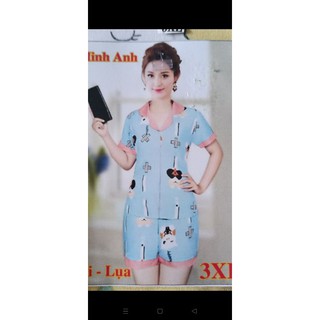 Đồ bộ pijama vải lụa siêu rẻ đẹp quần đùi, tay ngắn