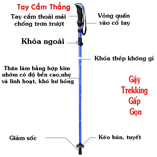 Gậy Leo Núi Gấp Gọn Chỉ Còn 30cm Đi Leo Núi Trekking Đi Phượt