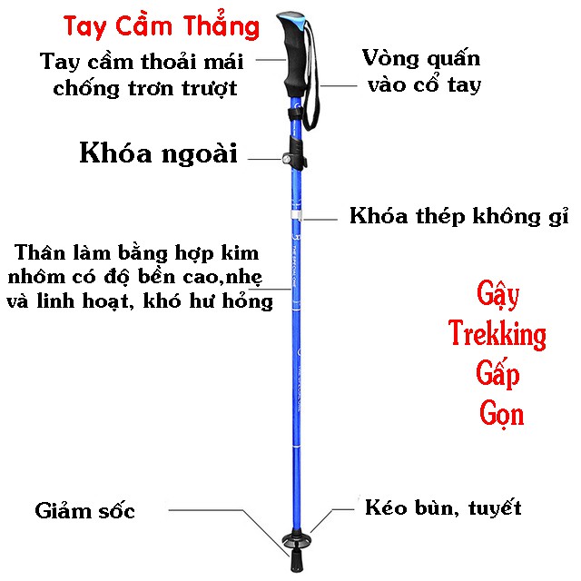 Gậy Leo Núi Gấp Gọn Chỉ Còn 30cm Đi Leo Núi Trekking Gấp Gọn