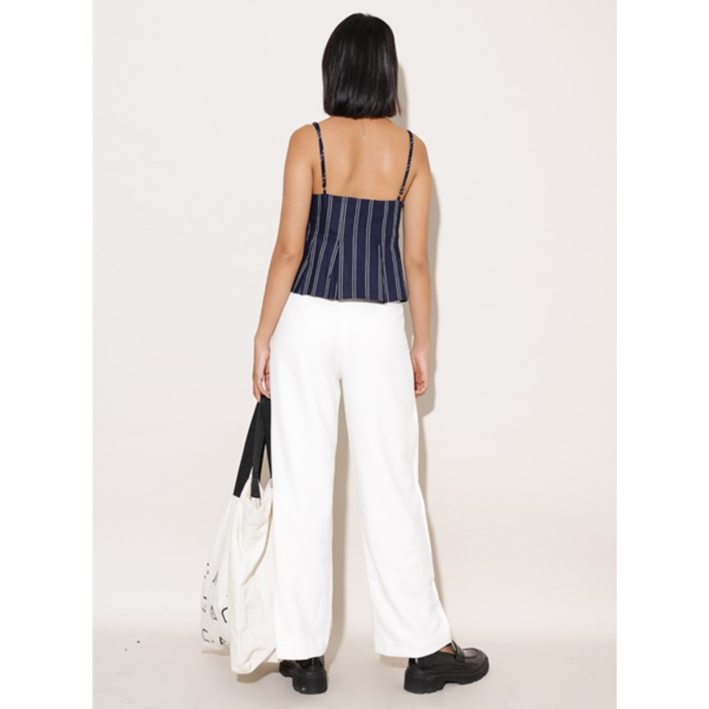 Quần dài ống suông thời trang GAGO pleated wide straight pants màu trắng GO3177 | BigBuy360 - bigbuy360.vn