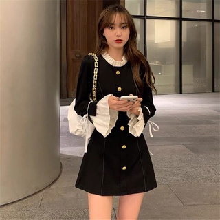 Váy tiểu thư tay bèo mix nơ xinh