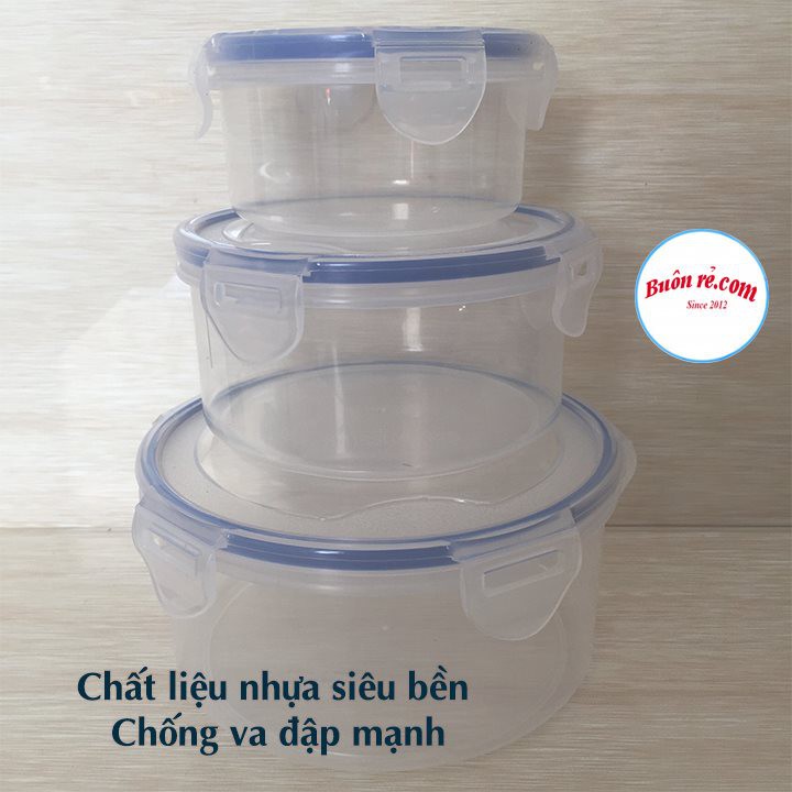 Bộ 3 hộp bảo quản thực phẩm Việt Nhật hộp tròn có nắp gài đựng thức ăn an toàn tiện dụng (MS 6536) -Buôn rẻ 01232