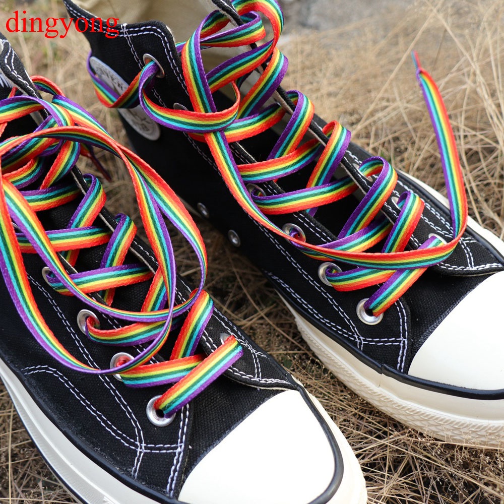 Rainbow Shoelace Gradient Color Low-Cut High Top Canvas Shoes Laces Rainbow  Personalized Printing Shoelaces Accesories