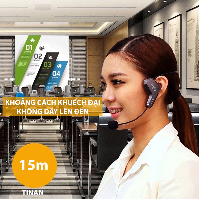 [Mã ELHACE giảm 4% đơn 300K] Micro Không Dây 2.4G Đeo Tai WM01 Khuếch Đại Âm Thanh, Sử Dụng Trợ Giảng