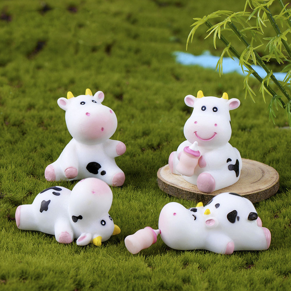 Cod Qipin 1pcs Home Miniature Craft Micro Landscape Lovely Cow Decoration Mini Ornaments Resin Handicraft