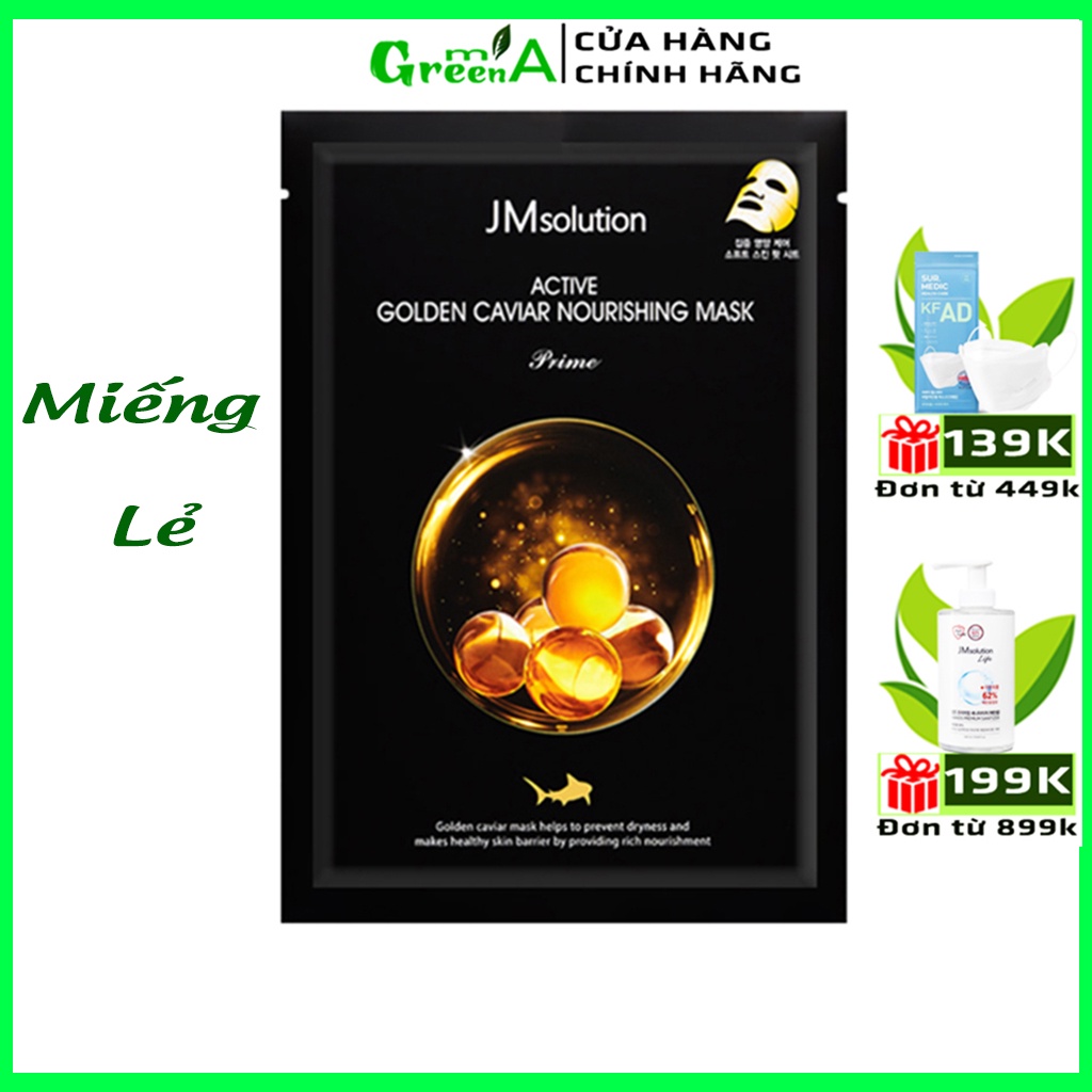 Mặt Nạ JM Solution Trứng Cá [MIẾNG LẺ] JMSolution Active Golden Caviar Nourishing Mask Prime 30ml Cấp Ẩm Chống Lão Hóa