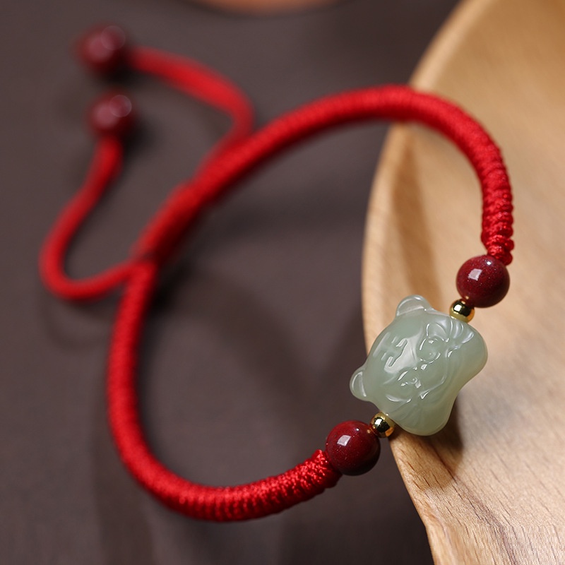 Lắc tay nữ chỉ đỏ Eleanor Accessories ngọc hetian sang trọng đơn giản phụ kiện trang sức đẹp