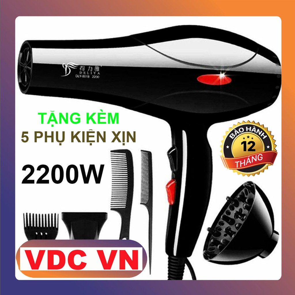 [BẢO HÀNH 12 THÁNG]Máy sấy tóc tạo kiểu DELIYA, Có 2 chiều nóng lạnh - Công Suất Lớn 2200W -TABAOVDCVN