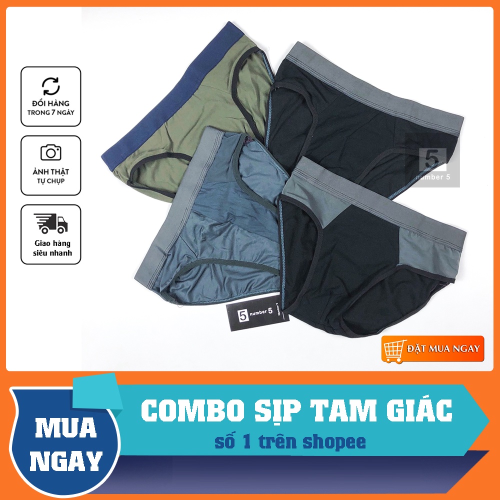 Combo 5 Chiếc Quần Sịp Nam Cotton Tam Giác Cao Cấp Co Dãn 4 Chiều [5TR]
