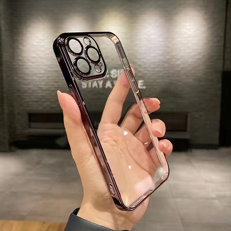 Ốp Điện Thoại Kính Trong Suốt Kèm Miếng Dán Bảo Vệ Camera Cho iPhone 12 13 Pro Max 13pro