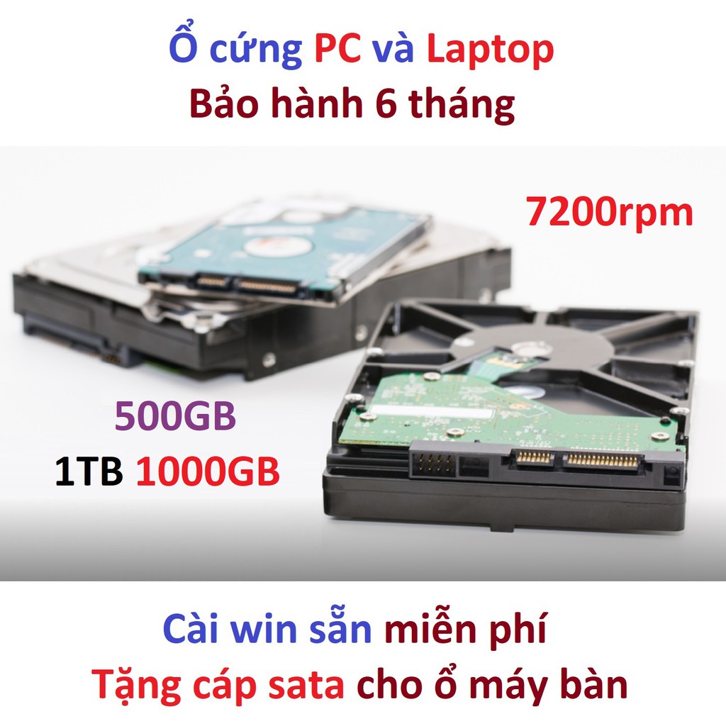 Ổ cứng 500GB 7200 vòng/phút PC &amp; laptop HDD 1TB 750gb 640gb 500gb 320gb 250gb 160gb 120gb 80gb bảo hành 6 tháng