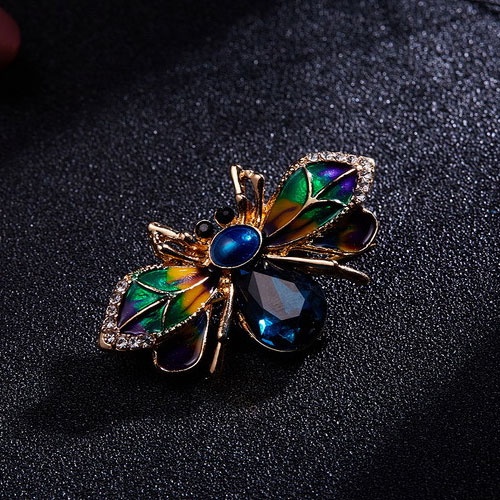 Trâm Cài Áo Hình Con Ong Bằng Hợp Kim Tráng Men Đính Đá Sáng Tạo Thời Trang