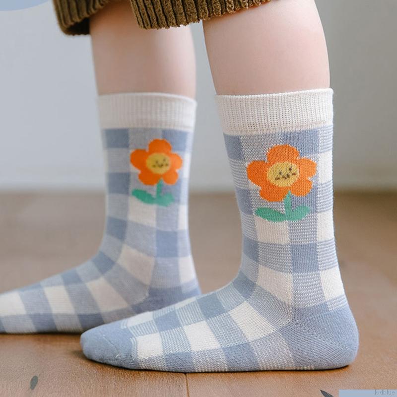 Set 5 đôi vớ cotton mềm mại thoáng khí in họa tiết hoa xinh xắn dễ thương cho bé gái