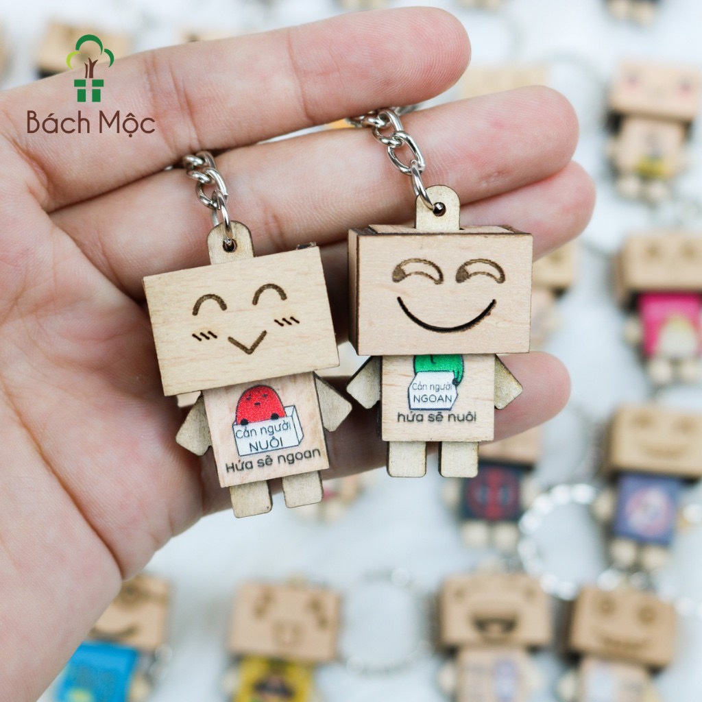 Móc khóa Danbo những câu trendy bằng gỗ dễ thương