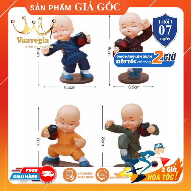 Bộ Tượng 4 Chú Tiểu Ôm Bình Rượu Múa Vỏ Túy Quyền Bộ Trang Trí 4 Tiểu Sư Phụ Dễ Thương Đáng Yêu