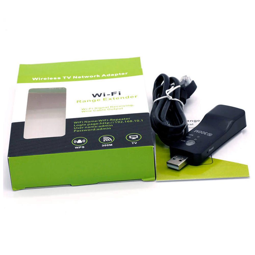 300Mbps Wireless Repeater USB WiFi Range Extender Smart TV Network Adapter vn