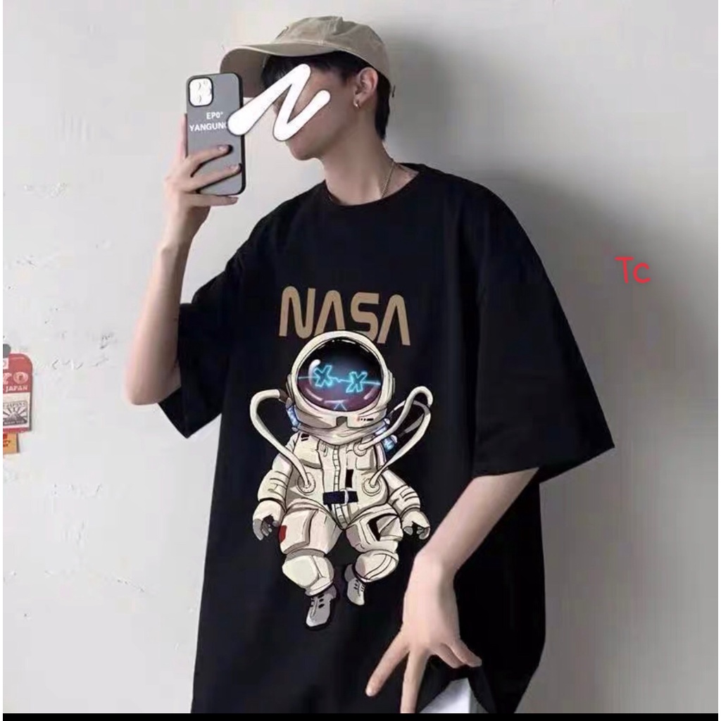 [ hình ảnh video thật ] Áo Thun Tay Lỡ Unisex NASA  Áo Phông Nam Nữ Form Rộng,