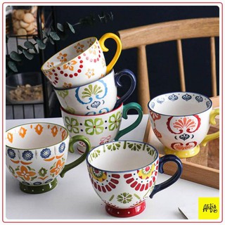 Cốc sứ Bắc Âu họa tiết vẽ tay 400ml