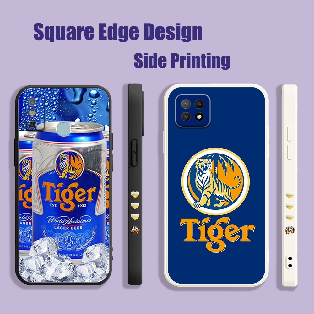 Ốp Điện Thoại Viền Vuông Họa Tiết  Lon Bia Tiger LJD16 Cho iPhone 11 Pro Max 12 6 6s Plus SE Edge