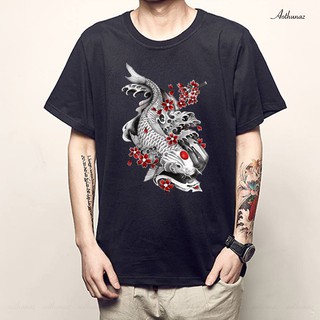 Áo thun màu đen in hình Cá Koi Nhật Bản 3D - Mẫu mới F2298