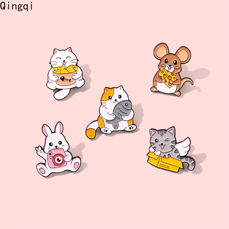 Ghim cài áo Miss Zoe hình mèo và chuột hoạt hình dễ thương