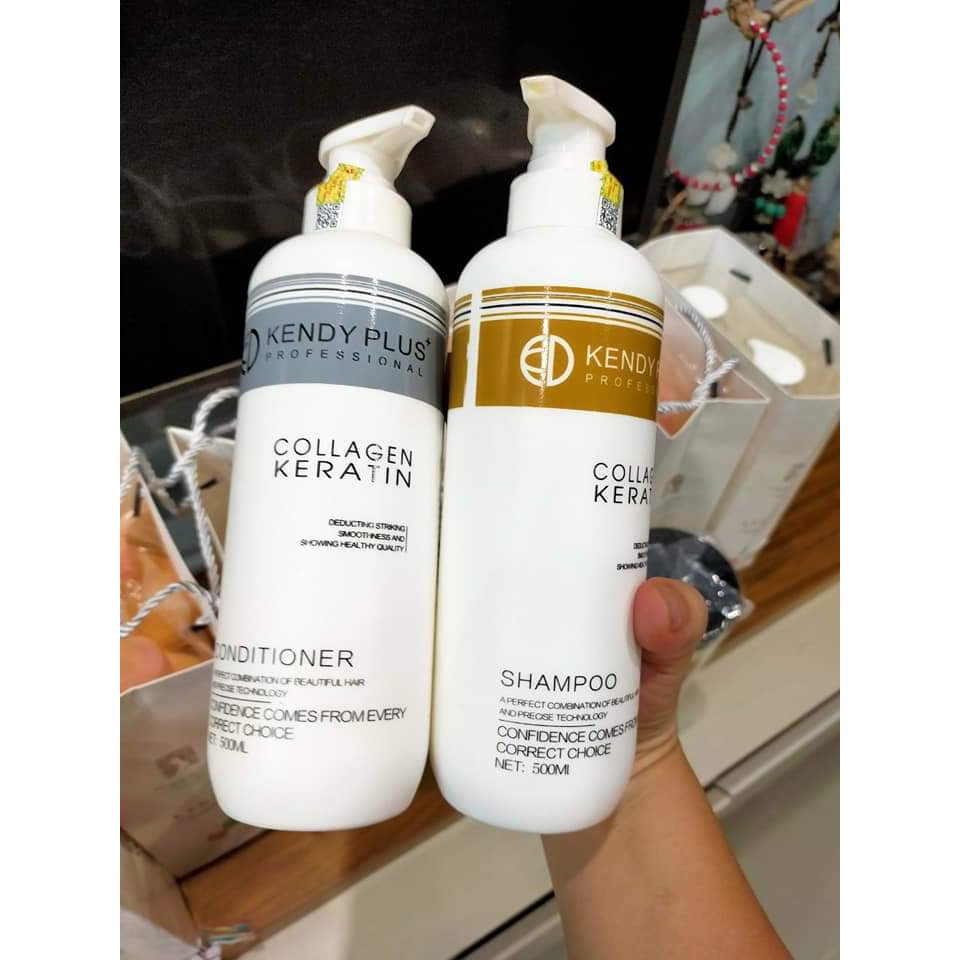 COMBO dầu gội+ dầu xả dưỡng sinh KENDY Collagen  Keratin 800ml