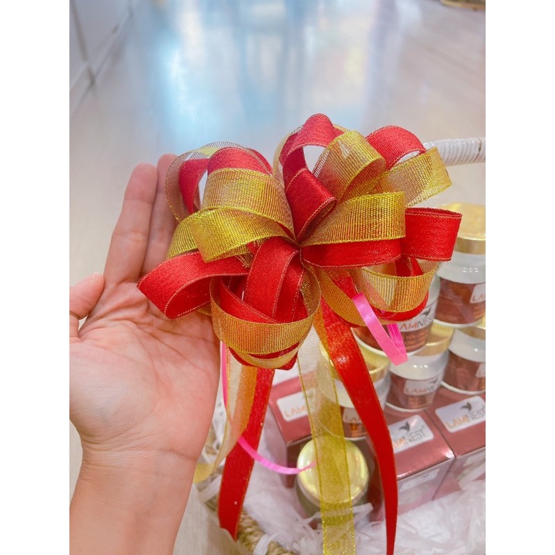 Nơ tú cầu lơn , nơ trang trí giỏ quà