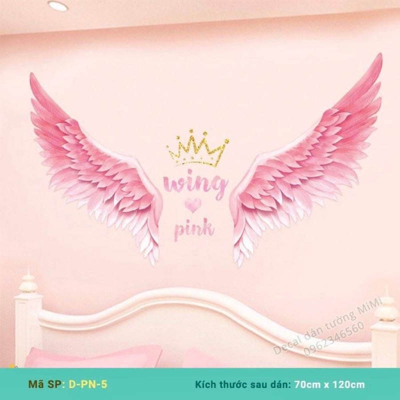 Decal dán tường mẫu đôi cánh thiên thần ( kèm kích thước va ảnh thật)