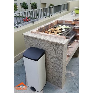 THÙNG RÁC ĐẠP VUÔNG LỚN FITIS SPL1-904 SƠN TRẮNG