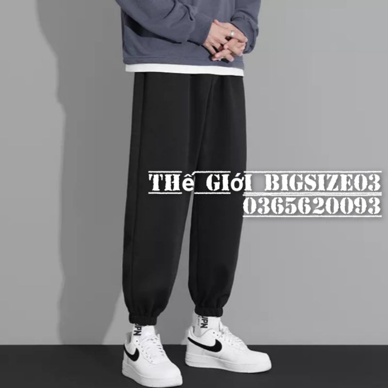 Quần jogger ống rộng cạp chun bo ống trơn màu dáng basic nam nữ 40kg - 100kg | BigBuy360 - bigbuy360.vn