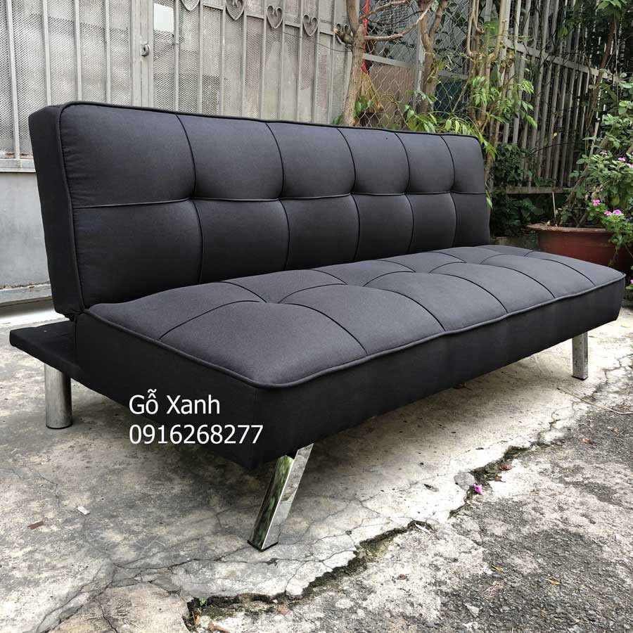Ghế sofa bed màu đen vải bố đẹp mắt có thể ngồi và nằm ngủ cao cấp