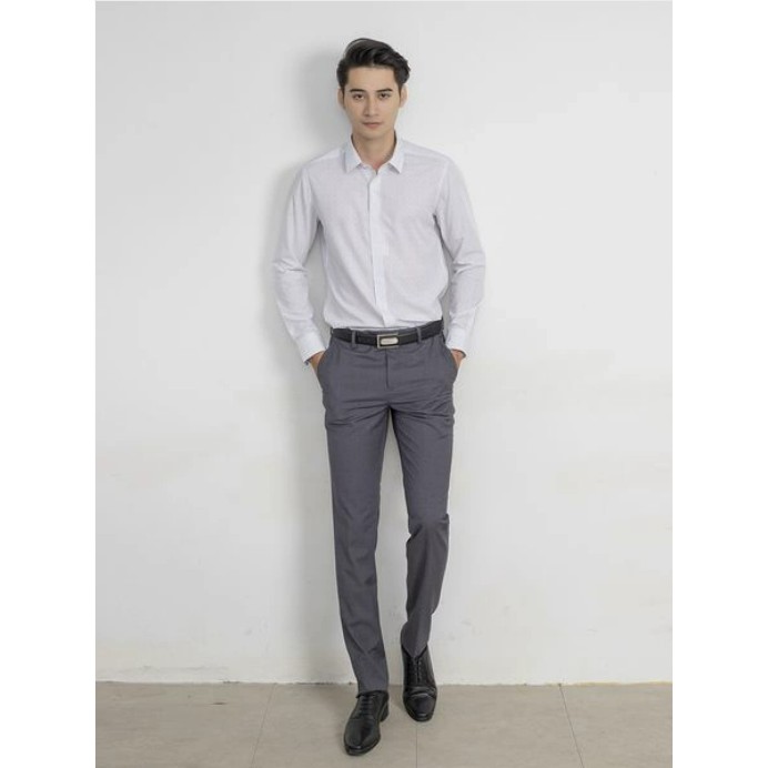 Quần tây âu công sở nam Aristino  ATRR04 màu xám 63 kiểu dáng slim fit vải polyester cao cấp chính hãng