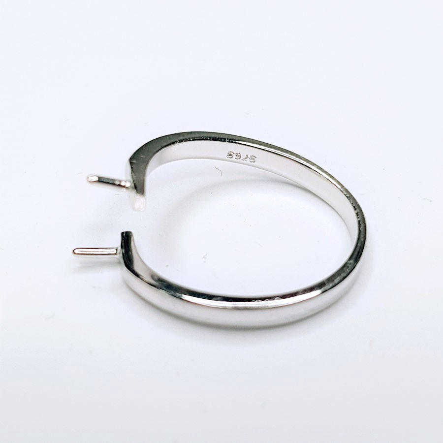 [N2B] Phụ kiện trang sức (DIY) - Khay nhẫn bạc trống vân trơn làm nhẫn ngọc đôi